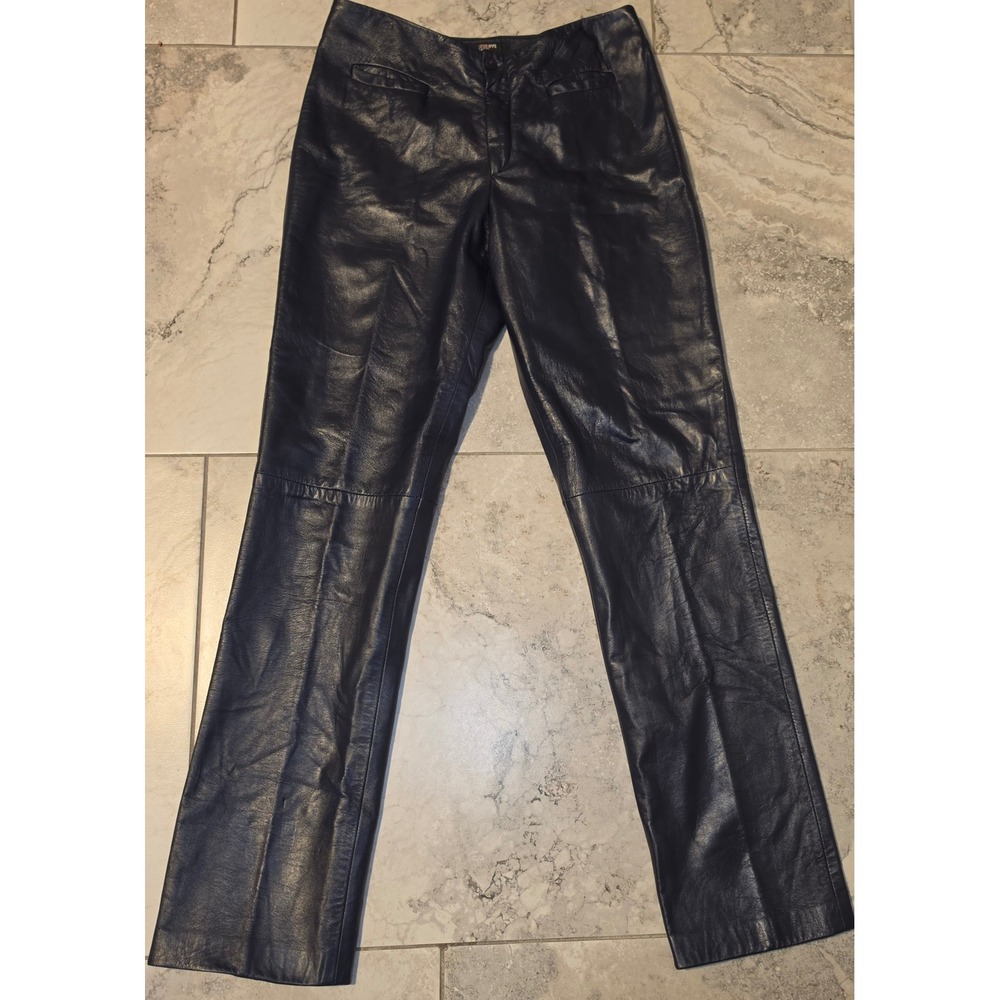 Vtg Philippe Adec Paris Lambskin Leather Pants Eggplant Purple Straight Leg Sz 8